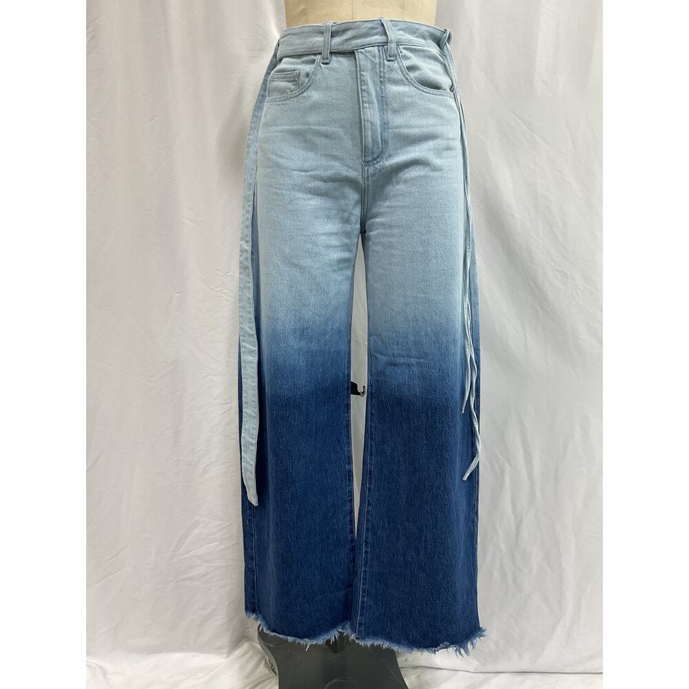 Marques'Almeida Boyfriend Blue Cotton Denim Jeans With Belts Size 6 - Picture 2 of 5